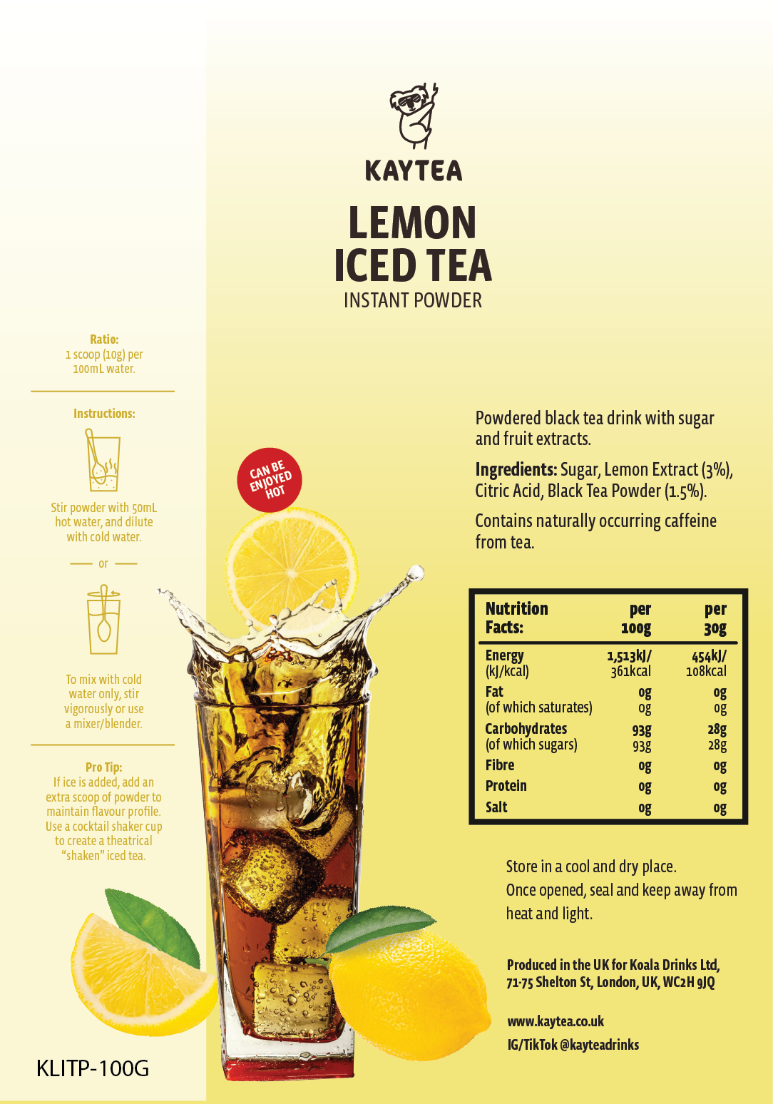 KAYTEA - Lemon Ice Tea Powder