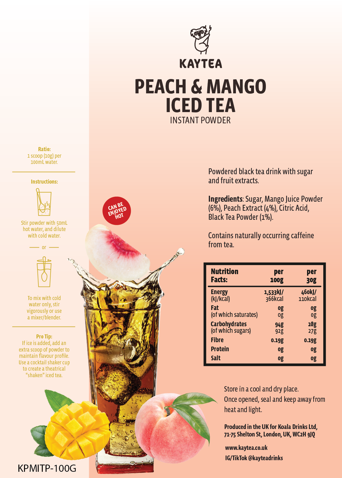 KAYTEA - Peach & Mango Ice Tea Powder